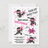Ninja Karate Girl Warrior Birthday Party Kaart (Voorkant)