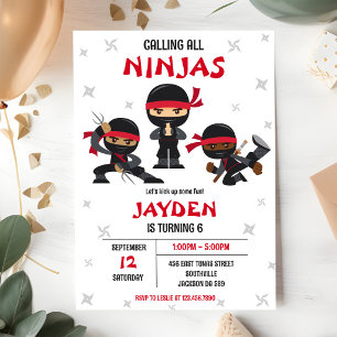 Ninja Karate Kids Jongens Verjaardagsfeest Uitnodi Kaart
