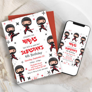 Ninja Karate Kids Martial Arts Verjaardagsuitnodig Kaart