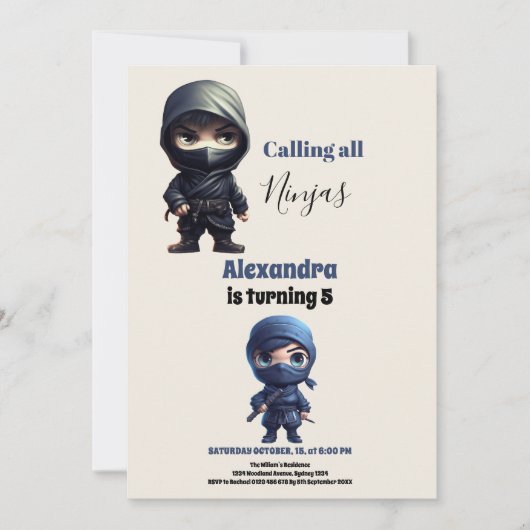 Ninja Karate Martial Arts Verjaardagsfeest Kaart (Voorkant)