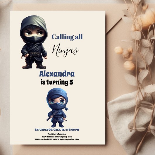 Ninja Karate Martial Arts Verjaardagsfeest Kaart