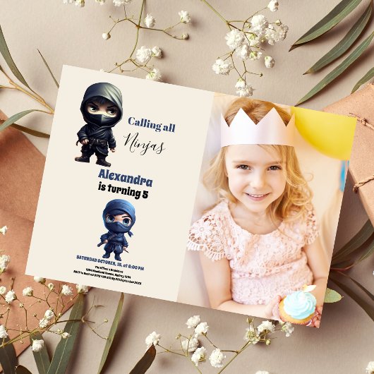 Ninja Karate Martial Arts Verjaardagsfeestfoto Kaart