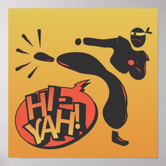 Ninja karate pop art - retro poster (Voorkant)