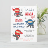 Ninja Karate Uitnodigingen voor verjaardagsfeestje (Staand voorkant)