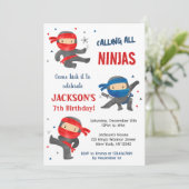 Ninja Karate Uitnodigingen voor verjaardagsfeestje (Staand voorkant)
