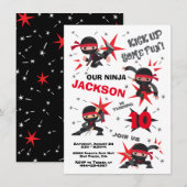 Ninja Karate Warrior Birthday Party Kaart (Voorkant / Achterkant)