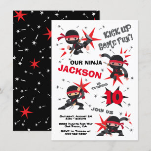 Ninja Karate Warrior Birthday Party Kaart