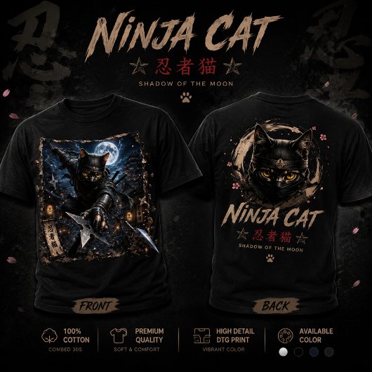 Ninja Kat 3D Japans| T-Shirt Ontwerp