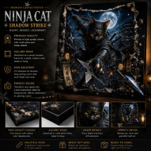Ninja Kat 3D Pop-Up Muurkunst poster