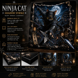 Ninja Kat 3D Pop-Up Muurkunst poster