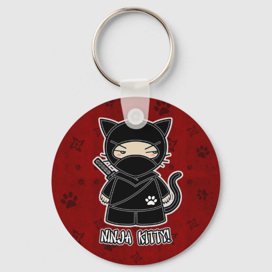 Ninja Kat! In rode Sleutelhanger (Voorkant)