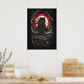 Ninja Kat, Japans Anime Dier Tattoo Kunst Poster (Keuken)