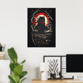 Ninja Kat, Japans Anime Dier Tattoo Kunst Poster (Thuiskantoor)