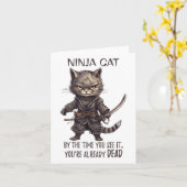 Ninja-kat, Japanse samoerai kawaii kat tattoo Funn Kaart (Gele Bloem)