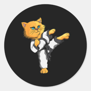 Ninja Kat Karate Martial Arts Taekwondo Kat Eigena Ronde Sticker