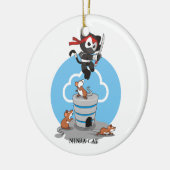 Ninja-Kat met muizen Keramisch Ornament (Links)