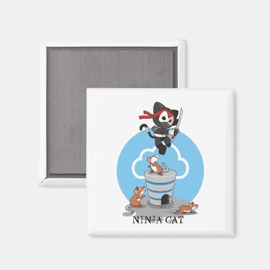 Ninja-Kat met muizen Magneet (Voorkant / Achterkant)
