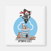 Ninja-Kat met muizen Magneet (Voorkant)