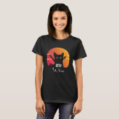 Ninja Kat met Retro Zon Vintage T-shirt (Voorkant volledig)