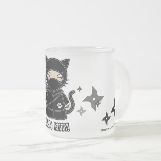Ninja Kat! Met Shurikens-Mok Matglas Koffiemok (Voorkant rechts)