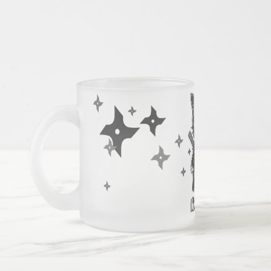 Ninja Kat! Met Shurikens-Mok Matglas Koffiemok (Links)