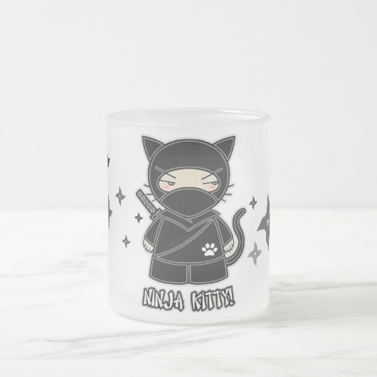 Ninja Kat! Met Shurikens-Mok Matglas Koffiemok (Center)