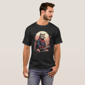 Ninja Kat Samurai Kunstwerk T-shirt (Voorkant volledig)
