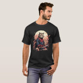 Ninja Kat Samurai Kunstwerk T-shirt (Voorkant volledig)