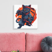 Ninja Kat Schaduw Canvas Afdruk (Insitu (Woonkamer))