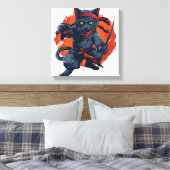 Ninja Kat Schaduw Canvas Afdruk (Insitu (Slaapkamer))