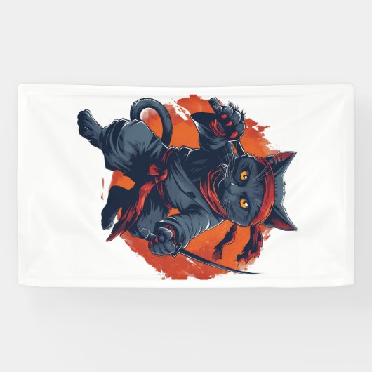 Ninja Kat Schaduw Spandoek (Horizontaal)