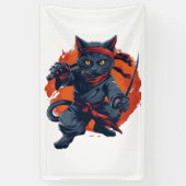Ninja Kat Schaduw Spandoek (Verticaal)