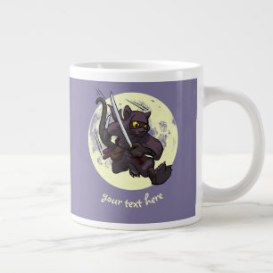 Ninja Katana Zwaarden Vliegende Trap Cartoon Zwart Grote Koffiekop