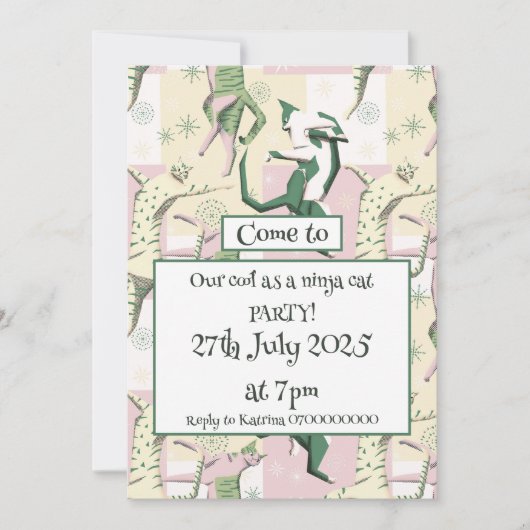 Ninja katten ijsje kaart (Voorkant)