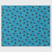 Ninja-katten met Star Power op blauw Cadeaupapier (Vlak)