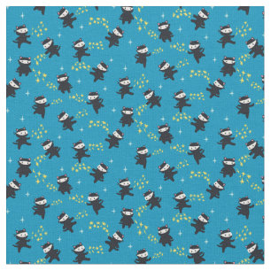 Ninja-katten met Star Power op blauw Stof