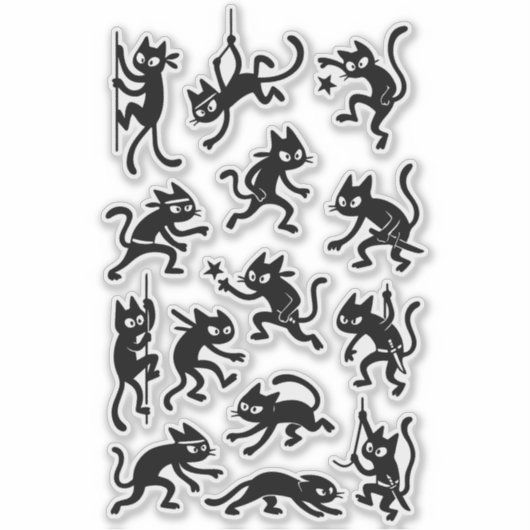 Ninja Katten Sticker Pack – Grappige Stiekeme Katt (Voorkant)