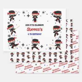 Ninja kids verjaardag inpakpapier vel