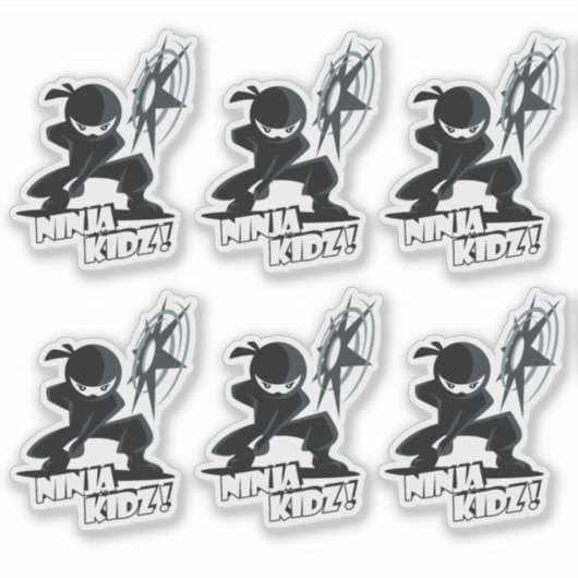 Ninja Kidz | 6 x 6 inch — Glanzend transparant Sticker (Voorkant)