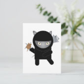 Ninja Kitty Cat Kawaii Schattige Briefkaart (Staand voorkant)