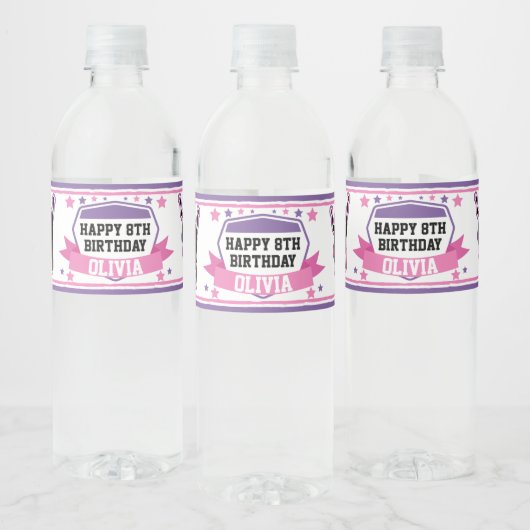 Ninja krijger meisje roze Paarse Drink Waterfles Etiket (Flessen)