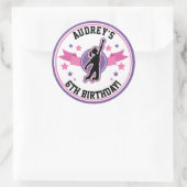 Ninja krijger meisjes roze Paarse verjaardag Ronde Sticker (Tas)