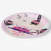 Ninja krijger meisjes roze papieren bordje (Gekanteld)