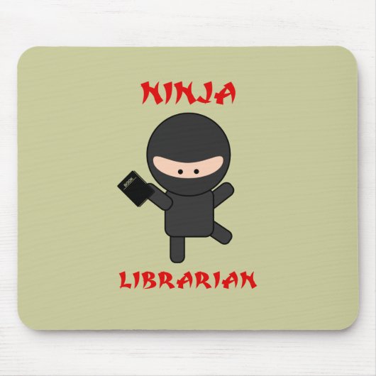 Ninja Librarian met Boek Muismat (Voorkant)