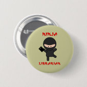 Ninja Librarian met Boek Ronde Button 5,7 Cm (Voorkant /achterkant)