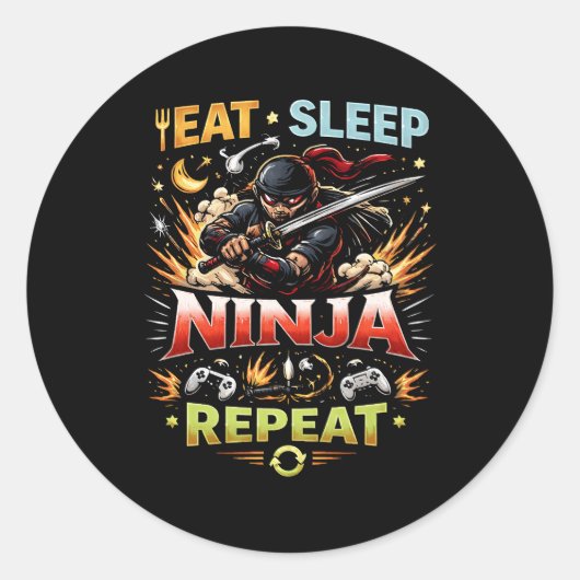Ninja Life Loop Ronde Sticker (Voorkant)