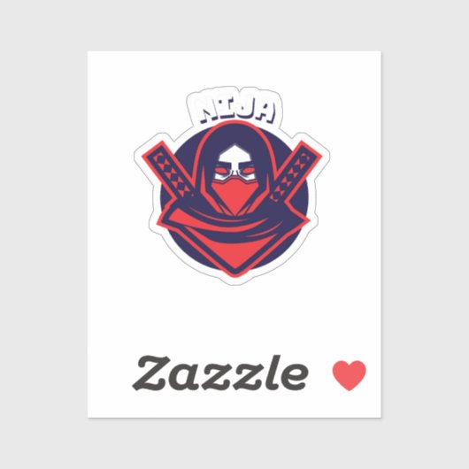 Ninja-logo – Krachtig krijgersembleem Sticker (Vel)