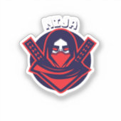 Ninja-logo – Krachtig krijgersembleem Sticker (Voorkant)