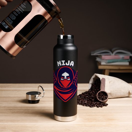 Ninja-logo – Krachtig krijgersembleem Waterfles (Koffie (Gedraaid) )
