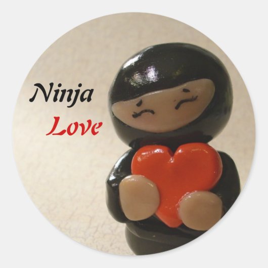 Ninja Love Ronde Sticker (Voorkant)